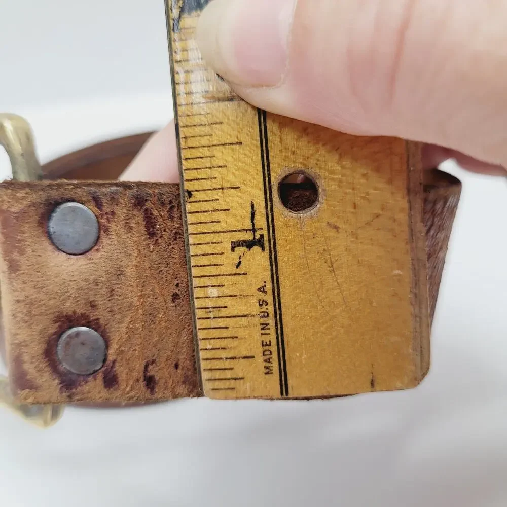 Rare VTG Belt & Buckle Duncan Laurie Solid Brass Leather Collectible Cross 1970